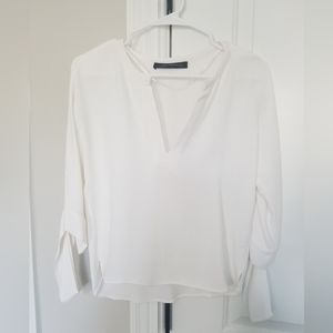 Zara elbow tie white blouse
